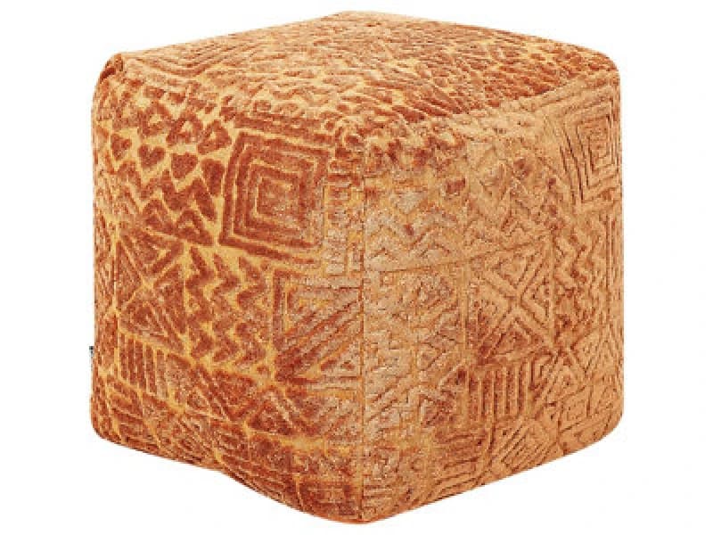 Image of Beliani Pouffe Sanawan Viscose Golden Brown
