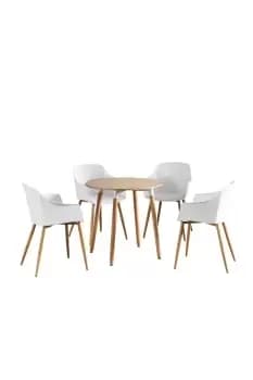 Image of 'Eden Round' Dining Set with a Table and Set of 4 Chairs