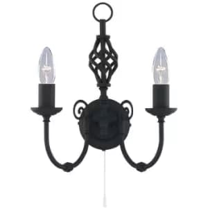 Image of Searchlight Lighting - Searchlight Zanzibar - 2 Light Indoor Candle Wall Light Black, E14