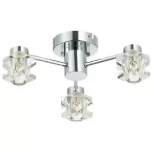 Image of Spring Contemporary Multi Arm Semi Flush Ceiling 3 Light Chrome, Crystal