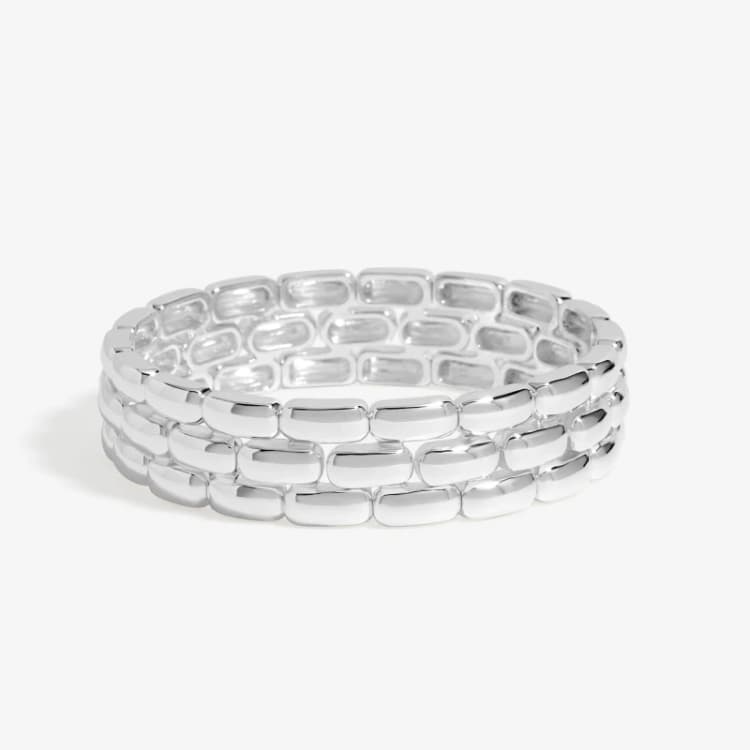 Image of Jon Richard Silver Plated Polished Chain Stretch Bracelet Jewellery Sets One Size Silver 70983011000