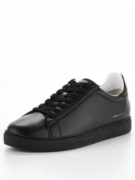 Image of Armani Exchange Clean Leather Trainers Black Size 10 Men
