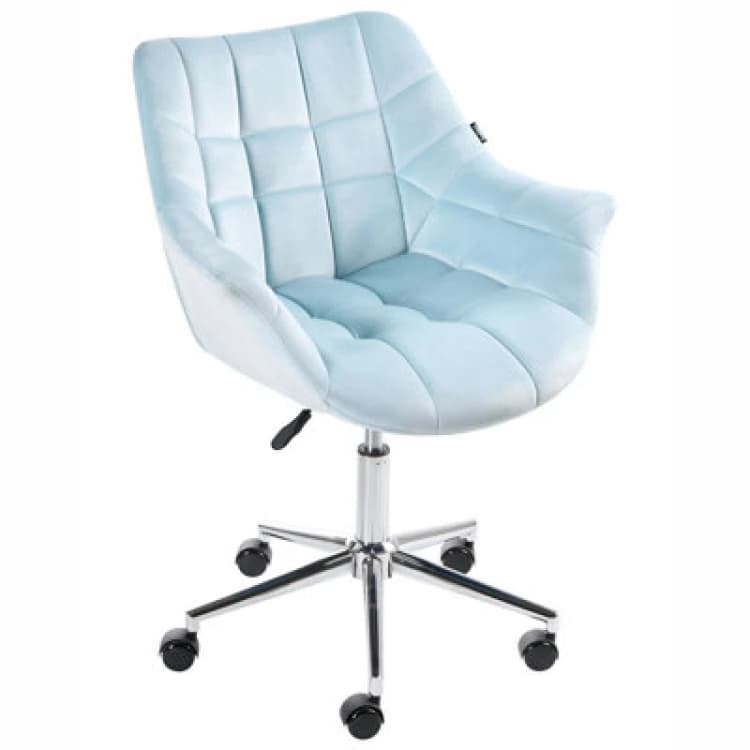 Image of Beliani Desk Chair Labelle Velvet Light Blue