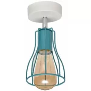 Image of Helam Tube Semi Flush Light White, Turqouise 10cm