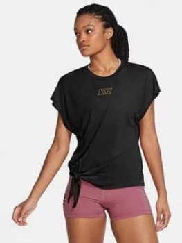 Image of Nike Training Tie T-Shirt - Black, Size XL, Women