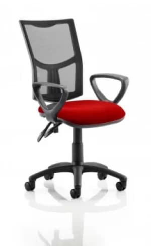 Image of Eclipse II Lever Task Operator Chair Mesh Back With Bespoke Colour Seat With loop Arms in Post Box Red