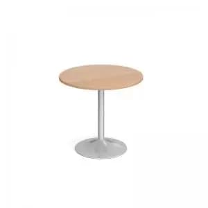 Image of Genoa circular dining table with silver trumpet base 800mm - beech