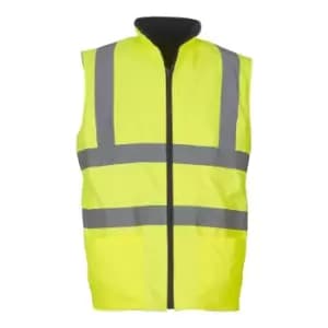 Image of Yoko Mens Workwear Hi-Vis Reversible Fleece Vest / Jacket (Pack of 2) (XL) (Hi-Vis Yellow)