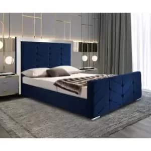 Image of Marisa Upholstered Beds - Plush Velvet, Super King Size Frame, Blue - Blue