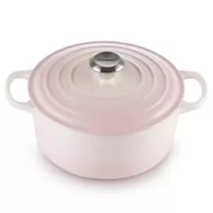 Image of Le Creuset 28cm Cast Iron Round Casserole Shell Pink