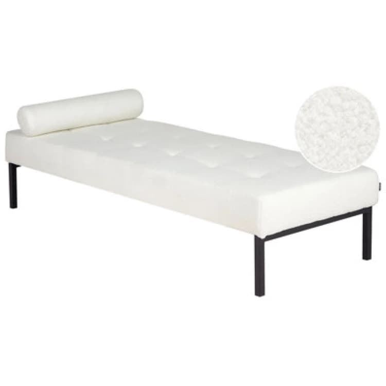 Image of Beliani Chaise Longue Chinon Boucle White