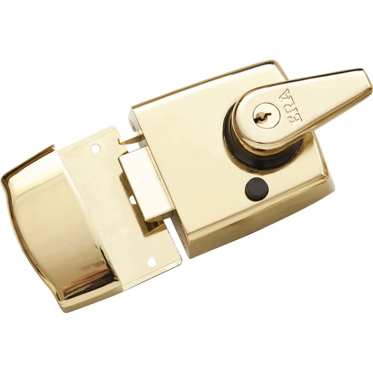 Image of ERA Double Locking Nightlatch Door Lock 40mm Backset - Polished Brass Case/Cylinder Brass