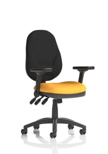 Image of Eclipse Eclipse Plus XL Lever Task Operator Chair Bespoke Colour Seat Senna Yellow with Height Adjustable and Folding Arms KCUP1800
