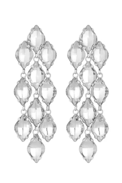 Image of Silver Crystal Navette Chandelier Drop Earrings
