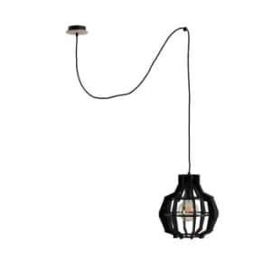 Image of Bento Wire Frame Pendant Ceiling Light Black, 28cm, 1x E27, 200cm wire