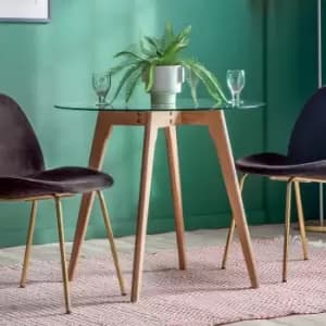 Image of Brea 4 Seater Round Glass Top Dining Table Natural