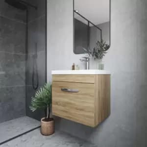 Image of Nuie Athena Wall Hung 1-Drawer Vanity Unit with Basin-1 500mm Wide - Natural Oak
