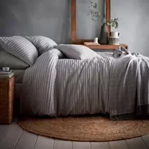 Image of Loft Torbury Tufted Stripes Duvet Cover Set, Silver, King - Appletree