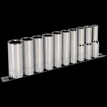 Image of Siegen 10 Piece 1/2" Drive Deep Hexagon WallDrive Socket Set Metric 1/2"
