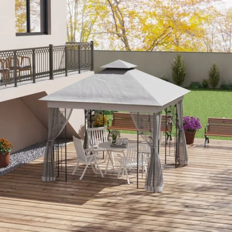 Image of Outsunny 3 x 3(m) Garden Gazebo Marquee Tent Canopy Shelter Pavilion Grey TJ Hughes 5056725384227