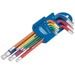 Image of Draper Metric Coloured Hex. and Ball End Key Set (9 Piece)