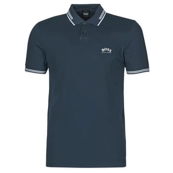 Image of Hugo Boss Athleisure Paul Stretch Pique Curved Logo Polo Shirt Blue Size XL Men