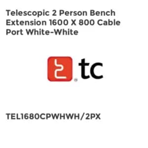 Image of TC Group Telescopic 2 Person Bench Extension 1600 x 800 Cable Port White-White