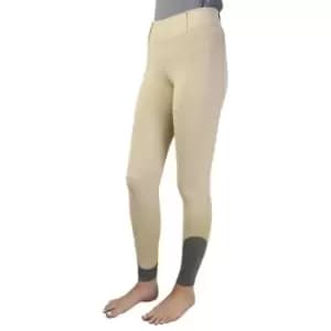 Image of Hy Sport Active Womens/Ladies Horse Riding Tights (S) (Beige/Pencil Point Grey) - Beige/Pencil Point Grey