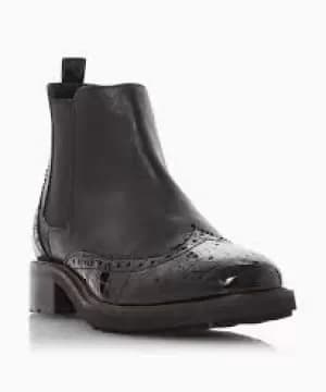 Image of Dune Black Leather 'Wf Quarters' Wide Fit Chelsea Boots - 3