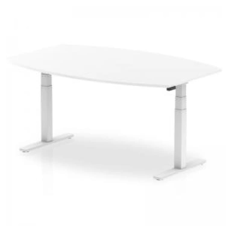 Image of Dynamic High Gloss 1800mm Writable Boardroom Table White Top White Height Adjustable Leg I003567