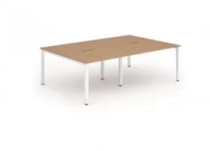 Image of B2B White Frame Bench Desk 1200 Oak (4 Pod)