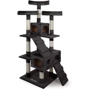 Image of CADOCA Cat Scratching Tree Post 175cm Activity Centre 6FT Toy Scratcher Kitten Climbing Grey