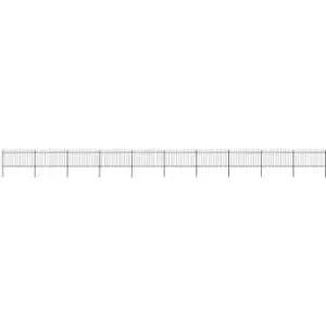 Image of Garden Fence with Spear Top Steel 17x1 m Black Vidaxl Black