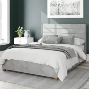 Image of Aspire Kelly Linen Kingsize Ottoman Bedframe - Silver