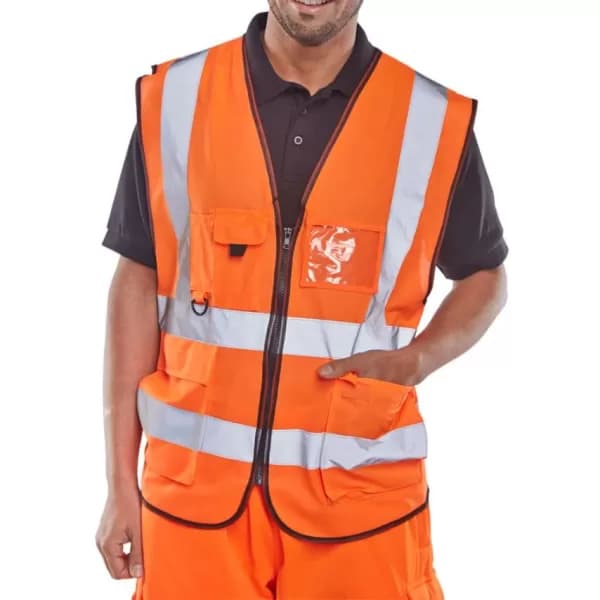 Image of B SEEN Executive Hi Vis Waistcoat Orange 4XL