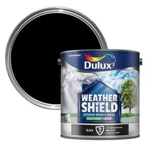 Image of Dulux Weathershield Exterior Quick Dry Black Satin Paint 2.5L