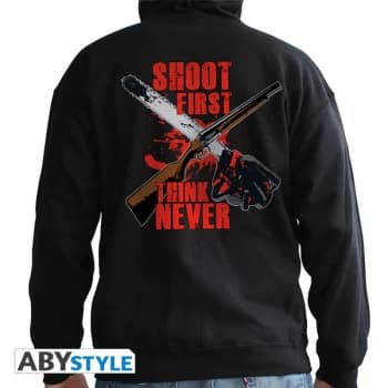 Image of Ash Vs Evil Dead - Shoot First, Think Never Man Mens Large Hoodie - Black