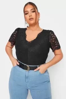 Image of Lace Short Sleeve Bodysuit