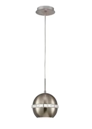 Image of Andrea Dome Ceiling Pendant E27 Satin Nickel, Crystal
