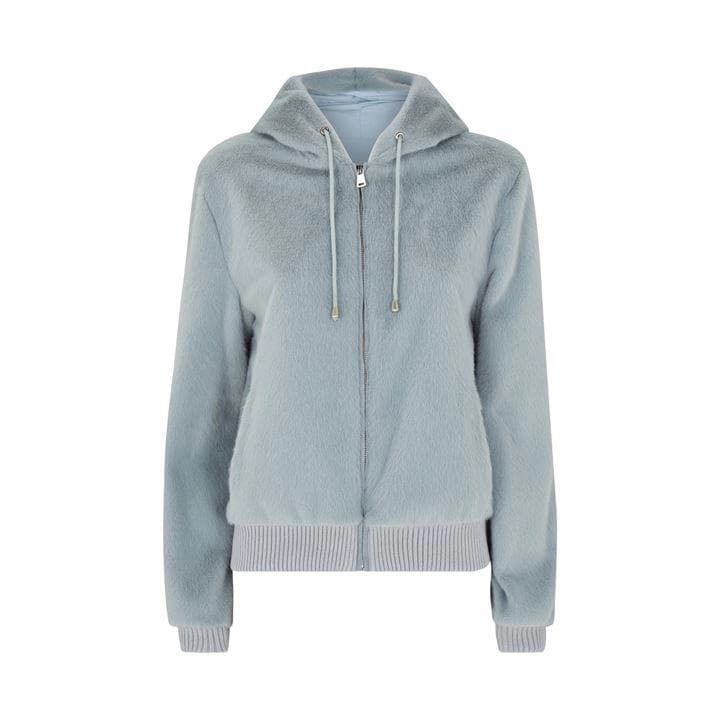 Image of James Lakeland Blue Faux Fur Bomber Jacket - 8
