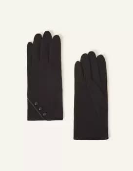 Image of Accessorize Womens Touch Screen Button Gloves in Wool Blend Black