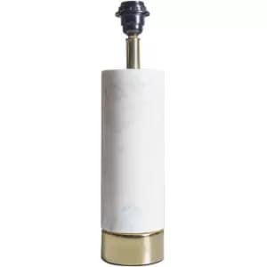 Image of Minisun - White Marble & Brass Cylinder Table Lamp Base - 0