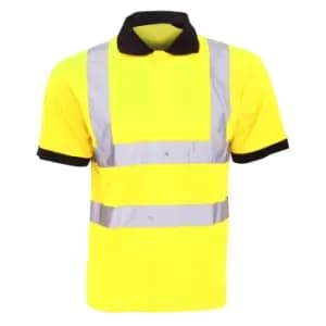 Image of Yoko Hi-Vis Short Sleeve Polo Shirt / Mens Workwear (3XL) (Hi-Vis Yellow)