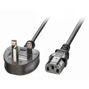 Image of Lindy 10m UK 3 Pin Plug to IEC C13 Mains Power Cable Black