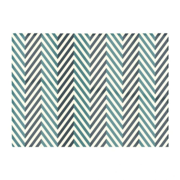 Image of Warren Reed Designer Geometric Herringbone Chevron Blues Glass Chopping Board