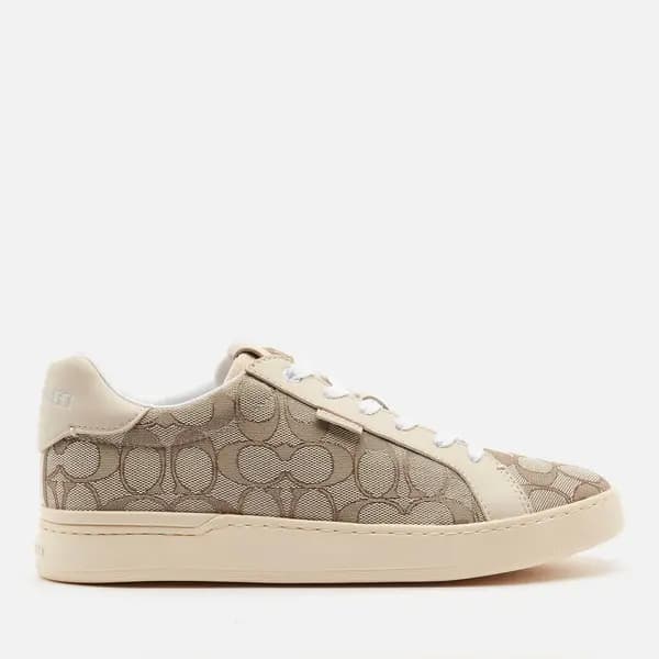 Image of Coach Womens Lowline Jacquard Trainers - Stone/Chalk - UK 7