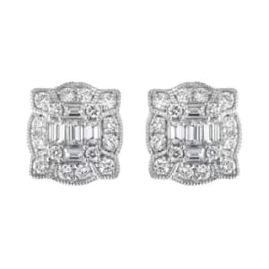 Image of 18ct White Gold Diamond Cluster Stud Earrings