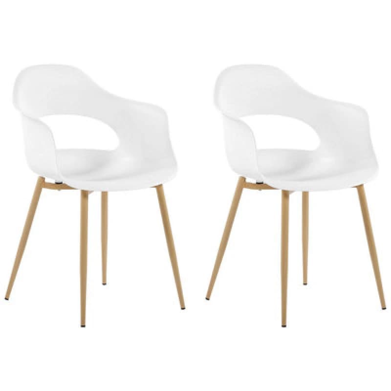 Image of Beliani Set Of 2 Dining Chairs Utica White