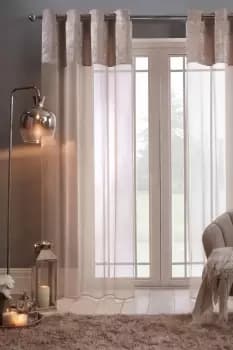 Image of Pair of Crushed Velvet Voile Eyelet Net Curtains