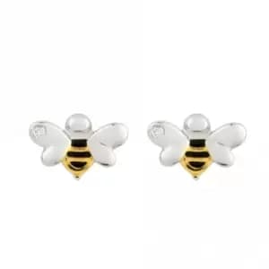 Image of Recycled Silver & Gold Plated Bee Stud Earrings E6156
